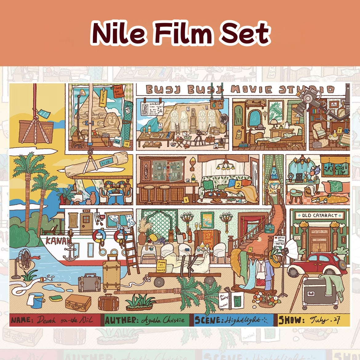 Busy movie studio on the train|Nile Film Set-DIY 3D Miniature Scene Sticker