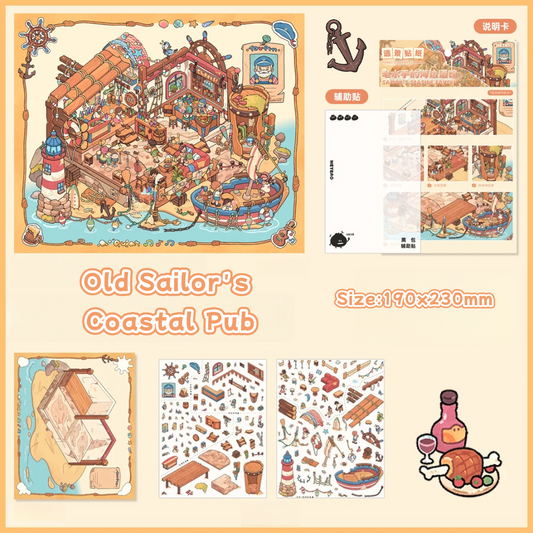 Old Sailor's Coastal Pub-DIY 3D Miniature Scene Sticker