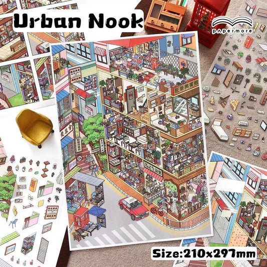 Urban Nook|Hot Spring Ville-DIY 3D Miniature Scene Sticker
