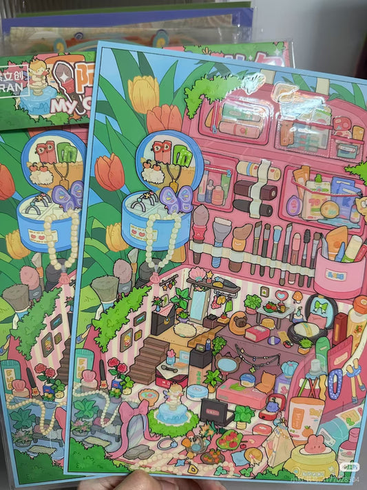 My Cozy Den Makeup Pouch--DIY 3D Miniature Scene Sticker