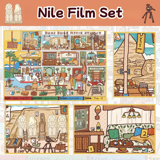 Estudio de cine ocupado en el tren|Nile Film Set-DIY Miniatura 3D con escena para pegar