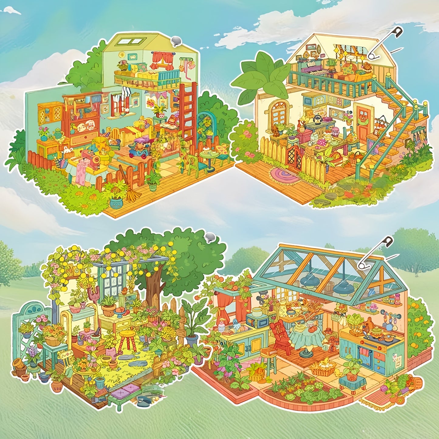 Sunset Garden-DIY 3D Miniature Scene Sticker