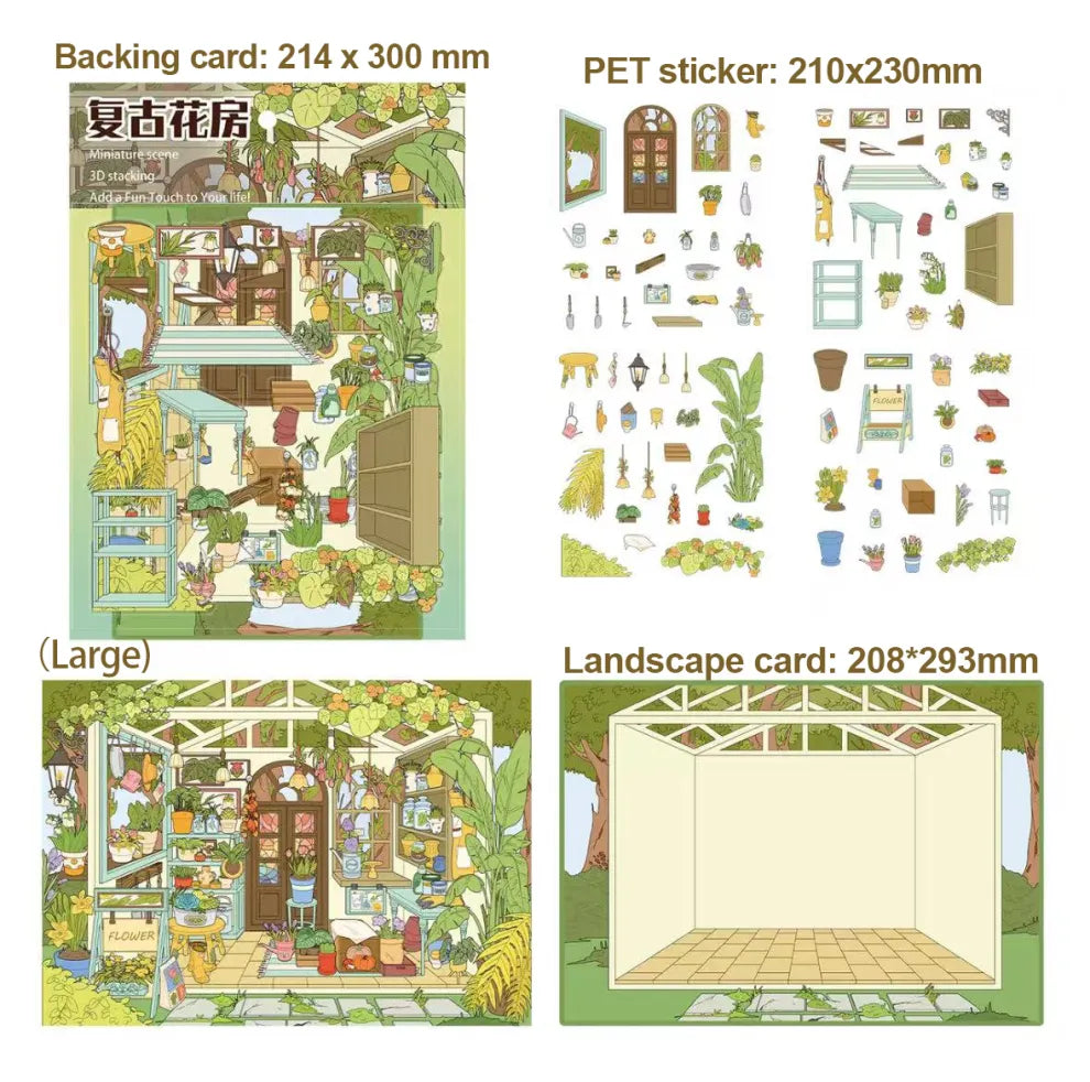 Green House-DIY 3D Miniature Scene Sticker