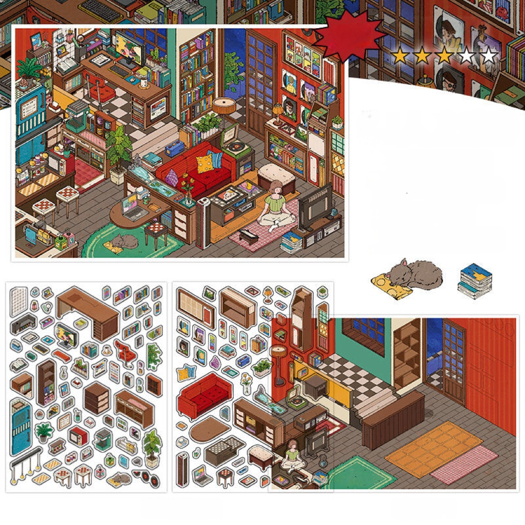 Cozy Corner|Chill Corner-DIY 3D Miniature Scene Sticker