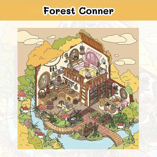 Coffee Book House|Forest Conner|Yummy Town-DIY 3D Scene Stickers Cute Miniature Scenes