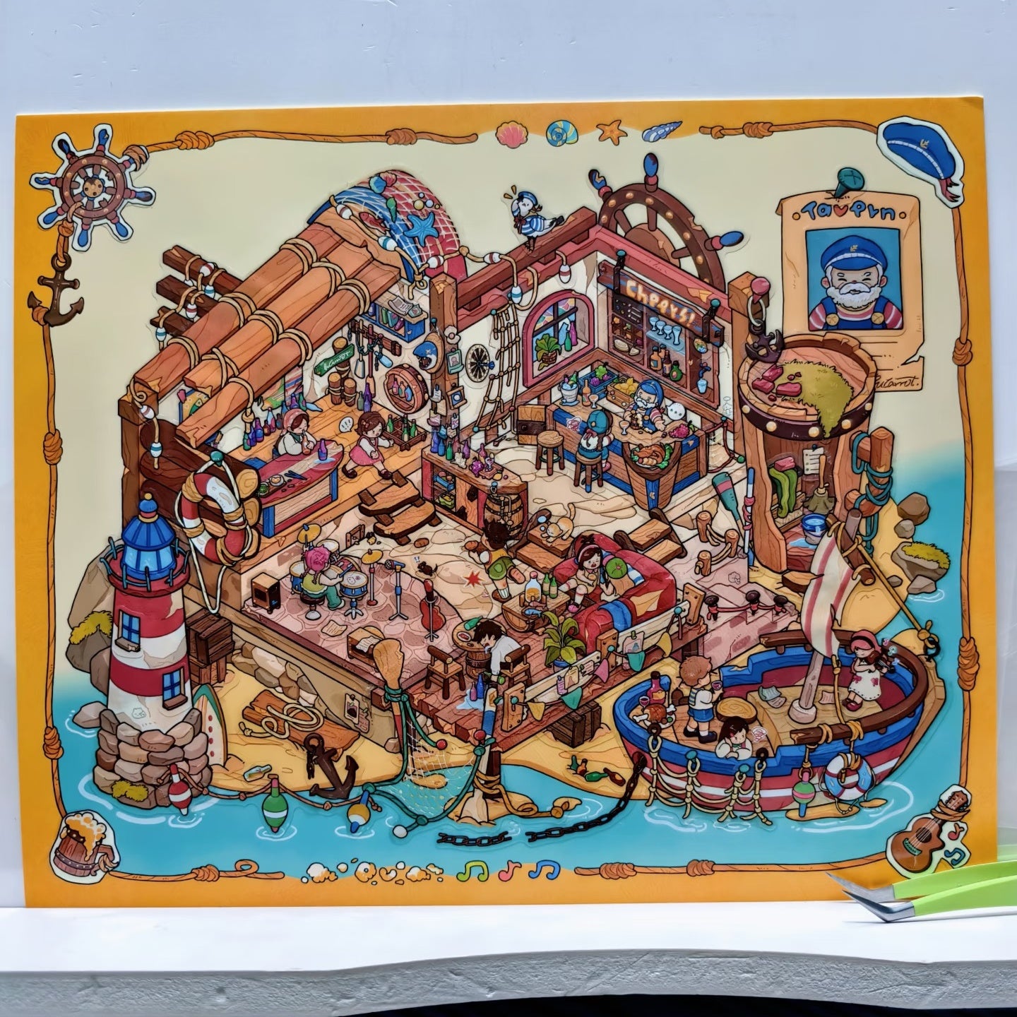 Old Sailor's Coastal Pub-DIY 3D Miniature Scene Sticker