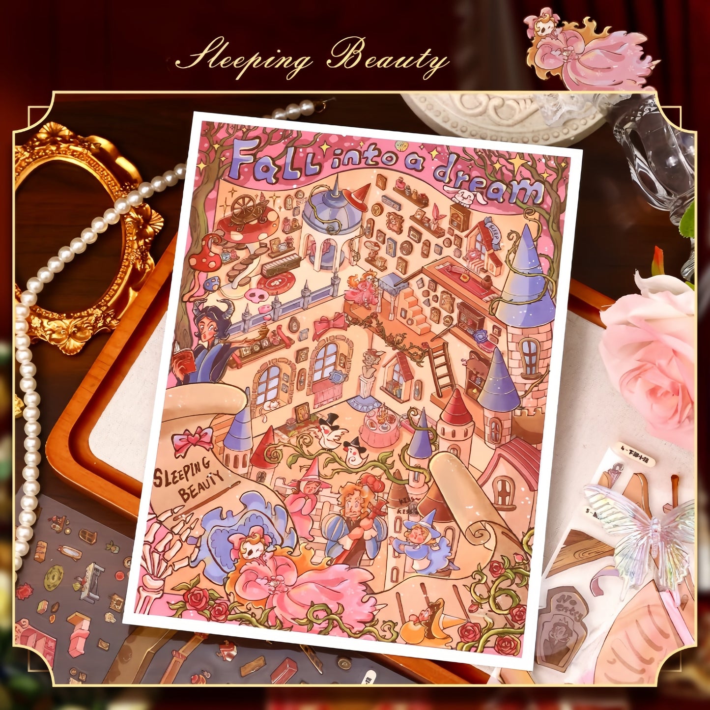 Snow White|Sleeping Beauty-DIY 3D Miniature Scene Sticker