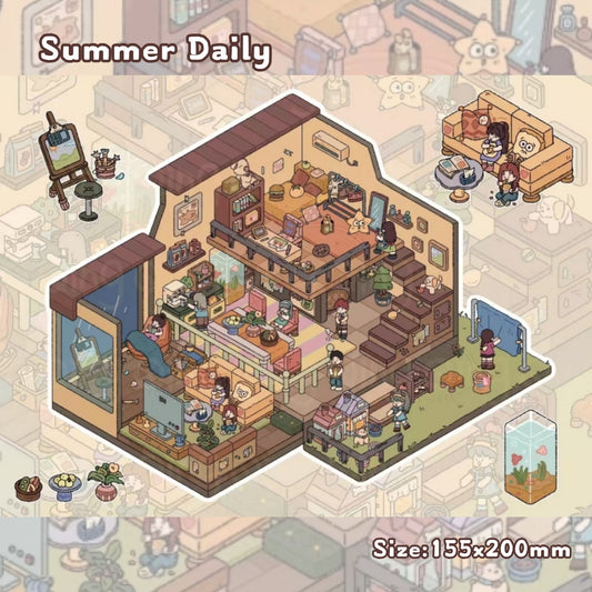 Dreamy Cozy Home|Summer Daily-DIY 3D Miniature Scene Sticker