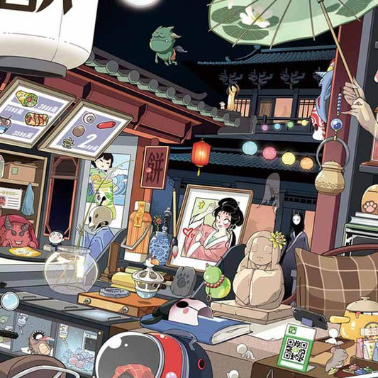 Moonlit Hyakki Store|Cozy Time Nook--DIY 3D Miniature Scene Sticker