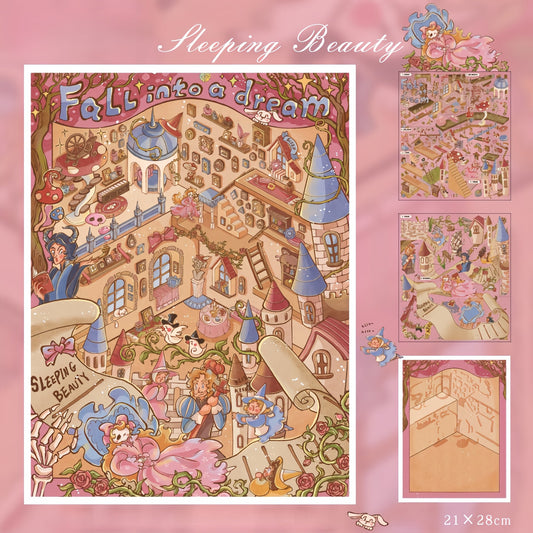 Snow White|Sleeping Beauty-DIY 3D Miniature Scene Sticker