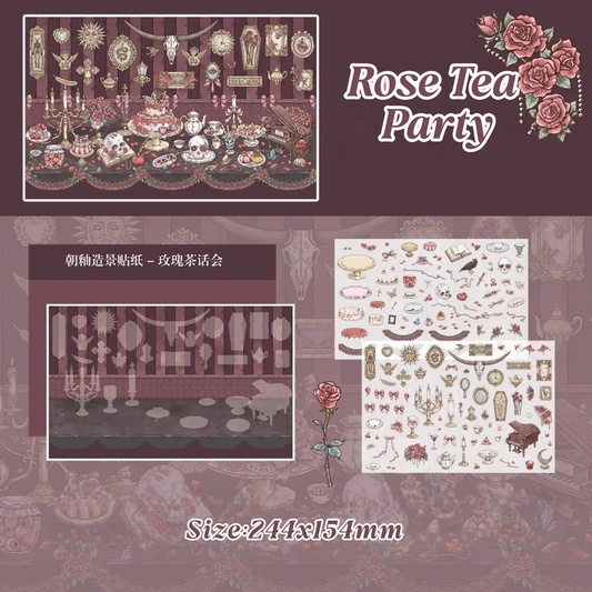 Rose Tea Party-DIY 3D Scene Sticker-Miniature Scenes