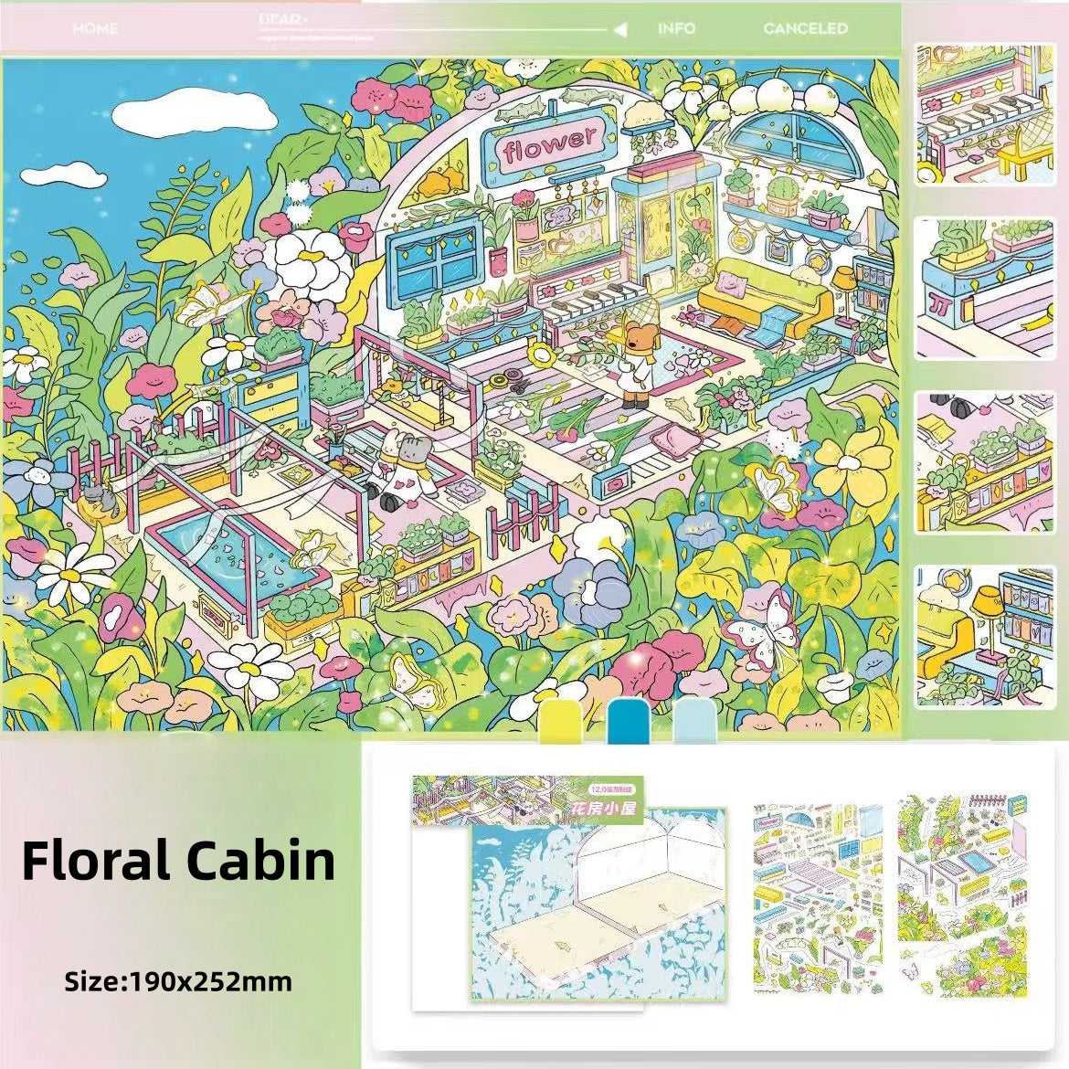 Starry Cabin|Floral Cabin-DIY 3D Miniature Sticker Scene