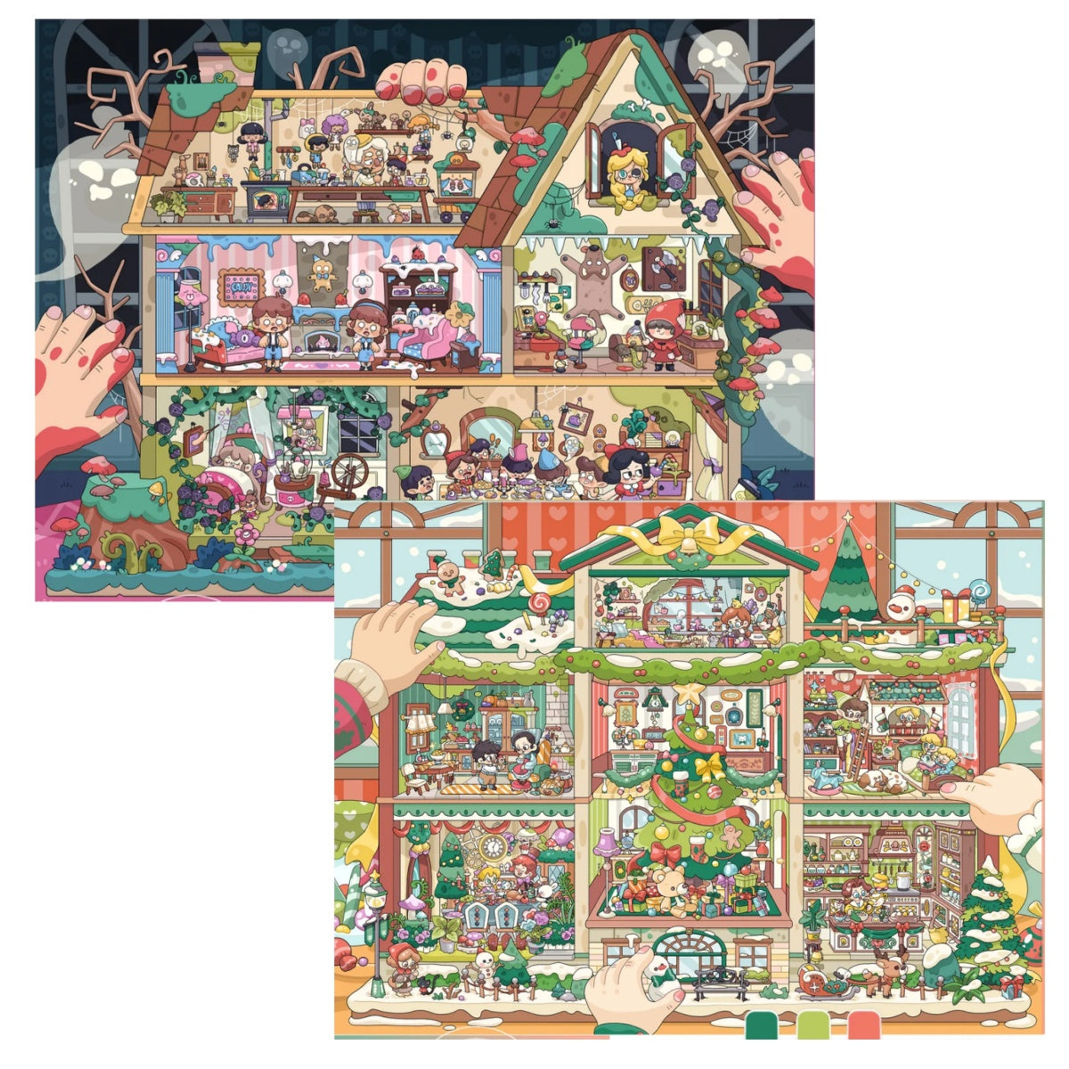 Whimsy Twin Cottages-DIY 3D Miniature Sticker Scene