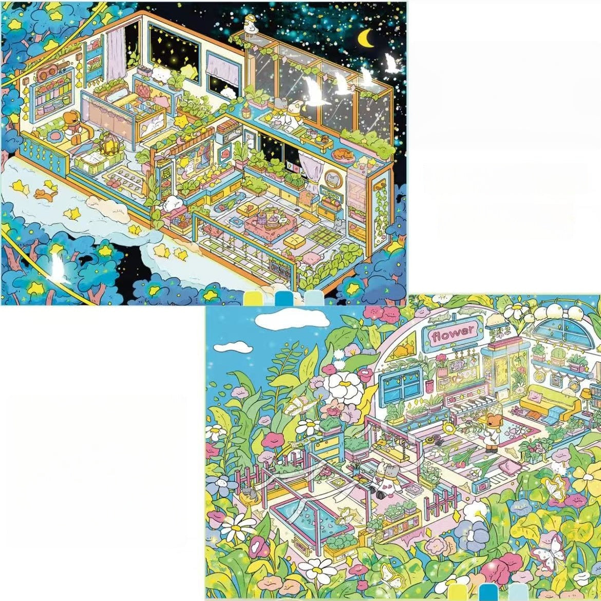 Starry Cabin|Floral Cabin-DIY 3D Miniature Scenes Sticker