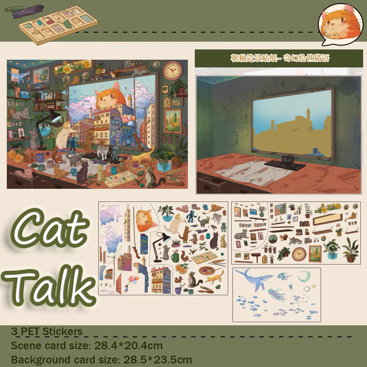 Cat Talk-DIY 3D Miniature Scenes Sticker Collection