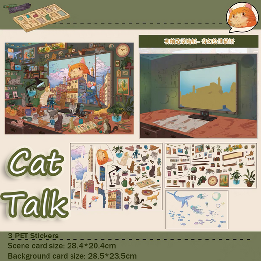Cat Talk-DIY 3D Miniature Scenes Sticker Collection
