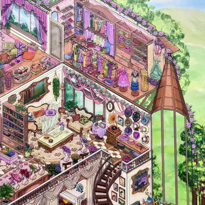 Flower House-DIY 3D Miniature Sticker Scene