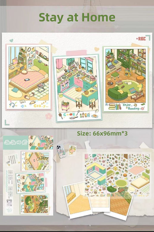 Stay at Home|Go Hiking-DIY 3D Miniature Scenes Stickers