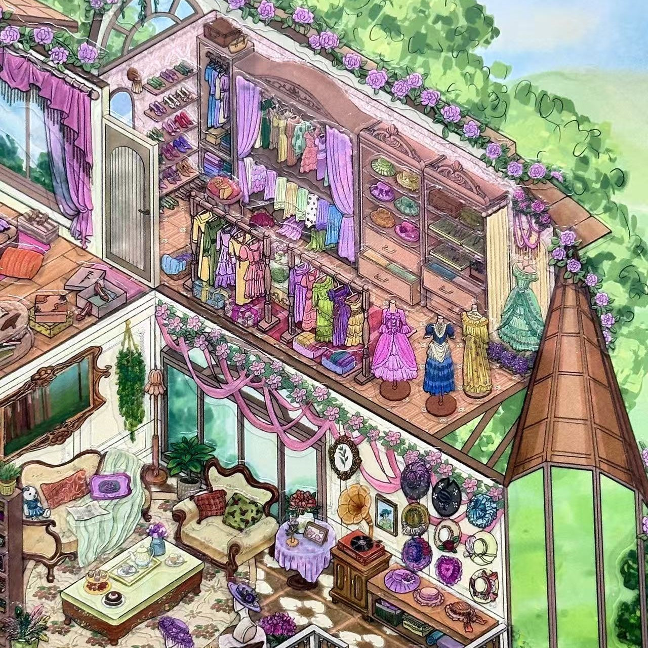 Flower House-DIY 3D Miniature Sticker Scene