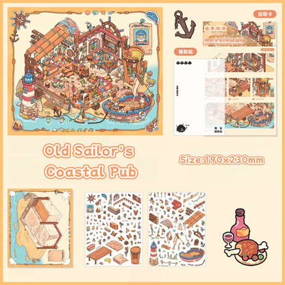 Old Sailor's Coastal Pub-DIY 3D Miniature Scene Sticker