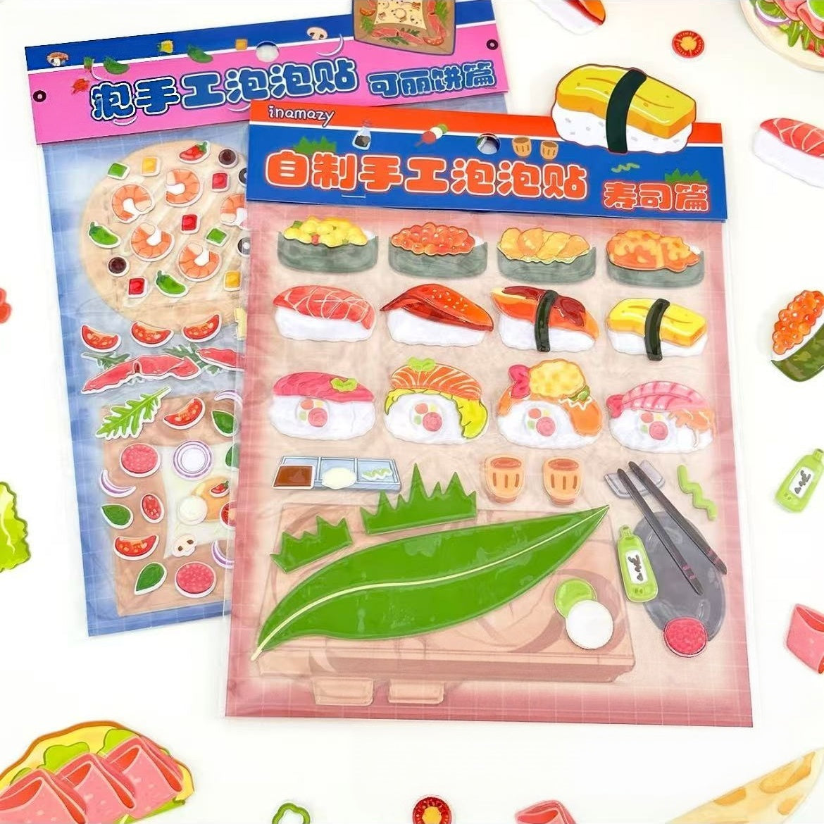 DIY Food Puffy Stickers Set