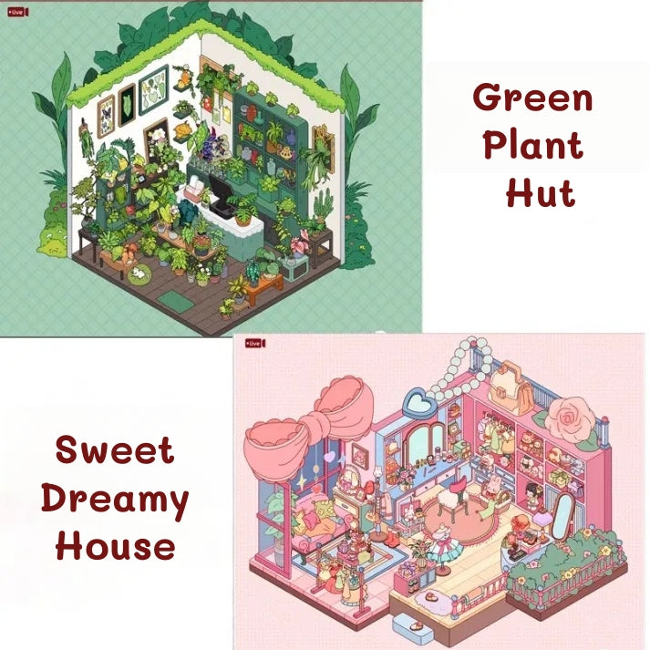 Green Plant Hut|Sweet Dreamy House-DIY 3D Miniature Scenes Stickers
