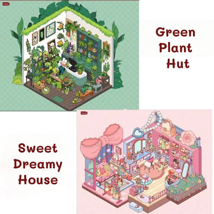 Green Plant Hut|Sweet Dreamy House-DIY 3D Miniature Scenes Stickers
