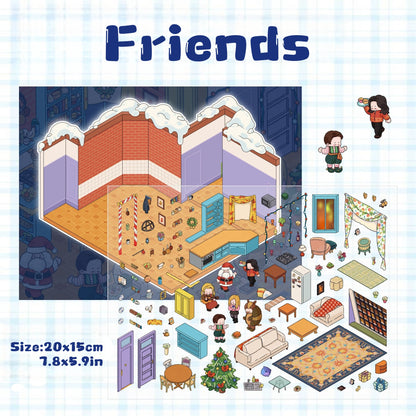 Friends of Apartment|The Big Band Theory-Pegatinas de escena 3D DIY