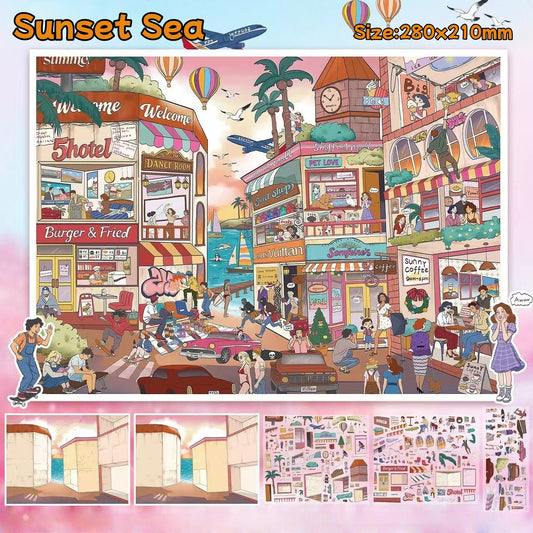 Sunset Sea|Stone Lane-DIY 3D Miniature Scene Sticker