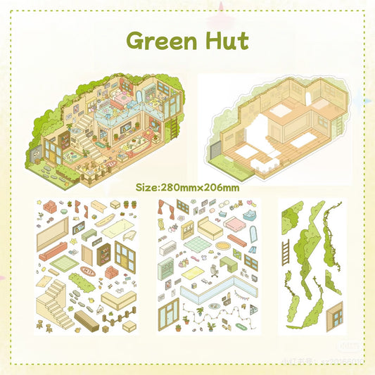 Green Hut-DIY 3D Miniature Scene Sticker