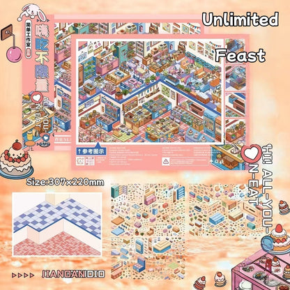Unlimited feast-DIY 3D Miniature Scene Sticker
