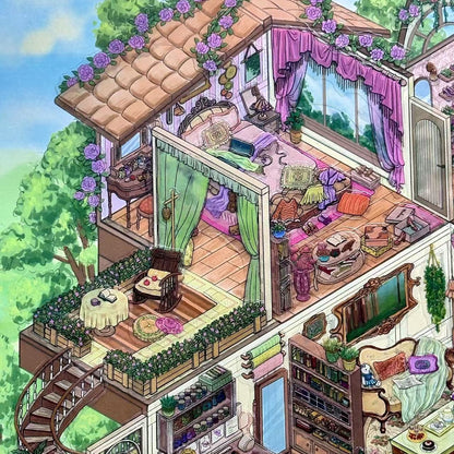 Flower House-DIY 3D Miniature Sticker Scene