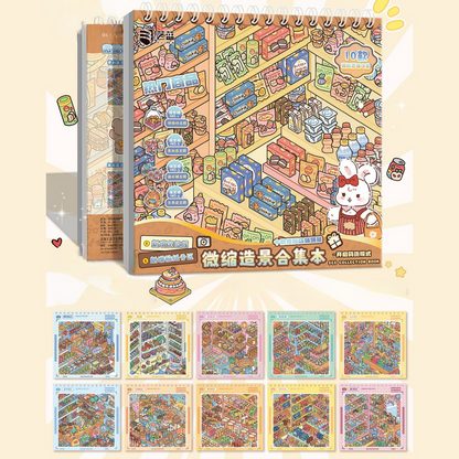 Immersive Shopping-10 Miniature Scenes in 1 --DIY 3D Sticker Scene Book