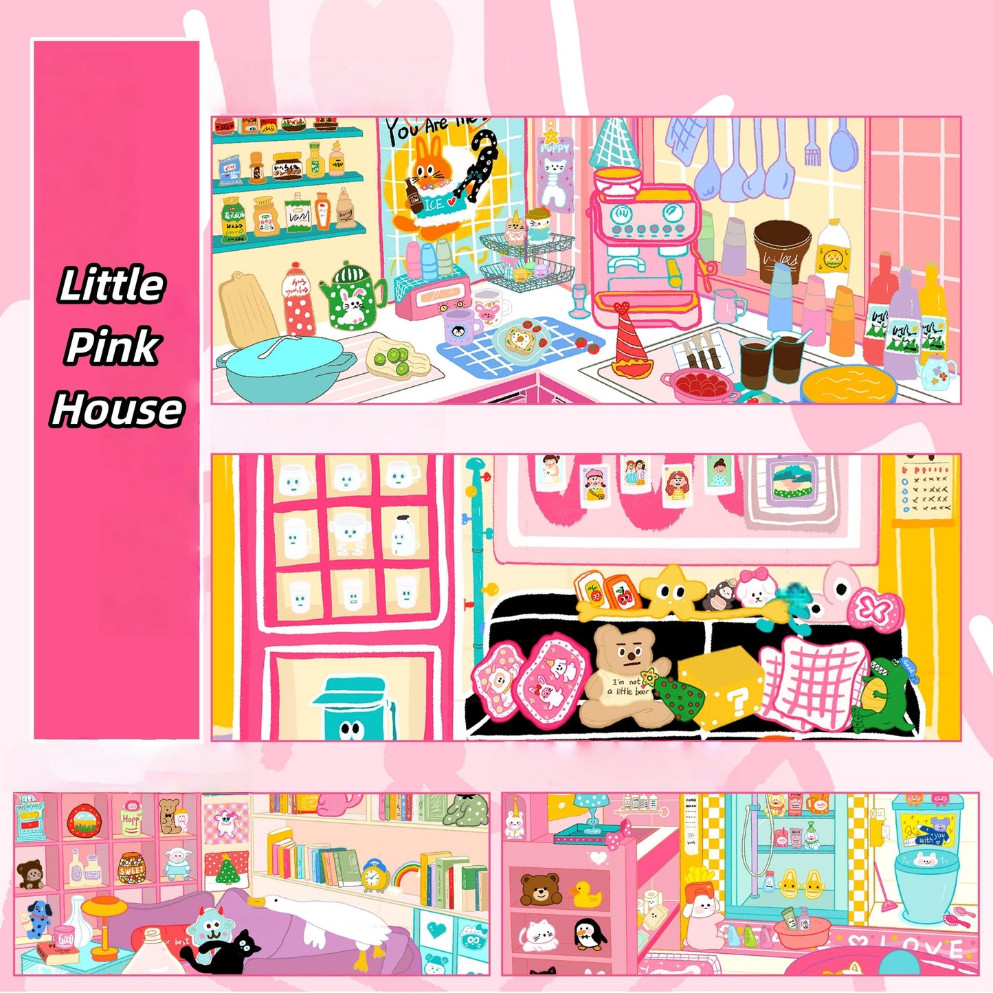 Little Pink House-3D Miniature Scenes Sticker