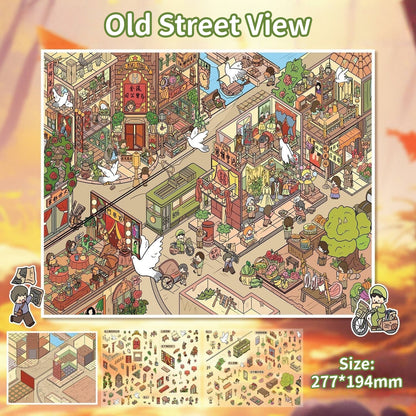 Old Town Memories-DIY 3D Miniature Scene Sticker
