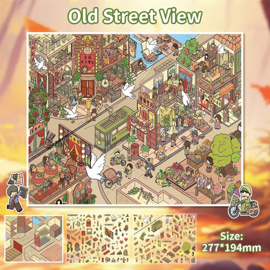 Old Town Memories-DIY 3D Miniature Scene Sticker
