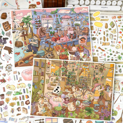 Furry Vacations-DIY 3D Miniature Scene Sticker