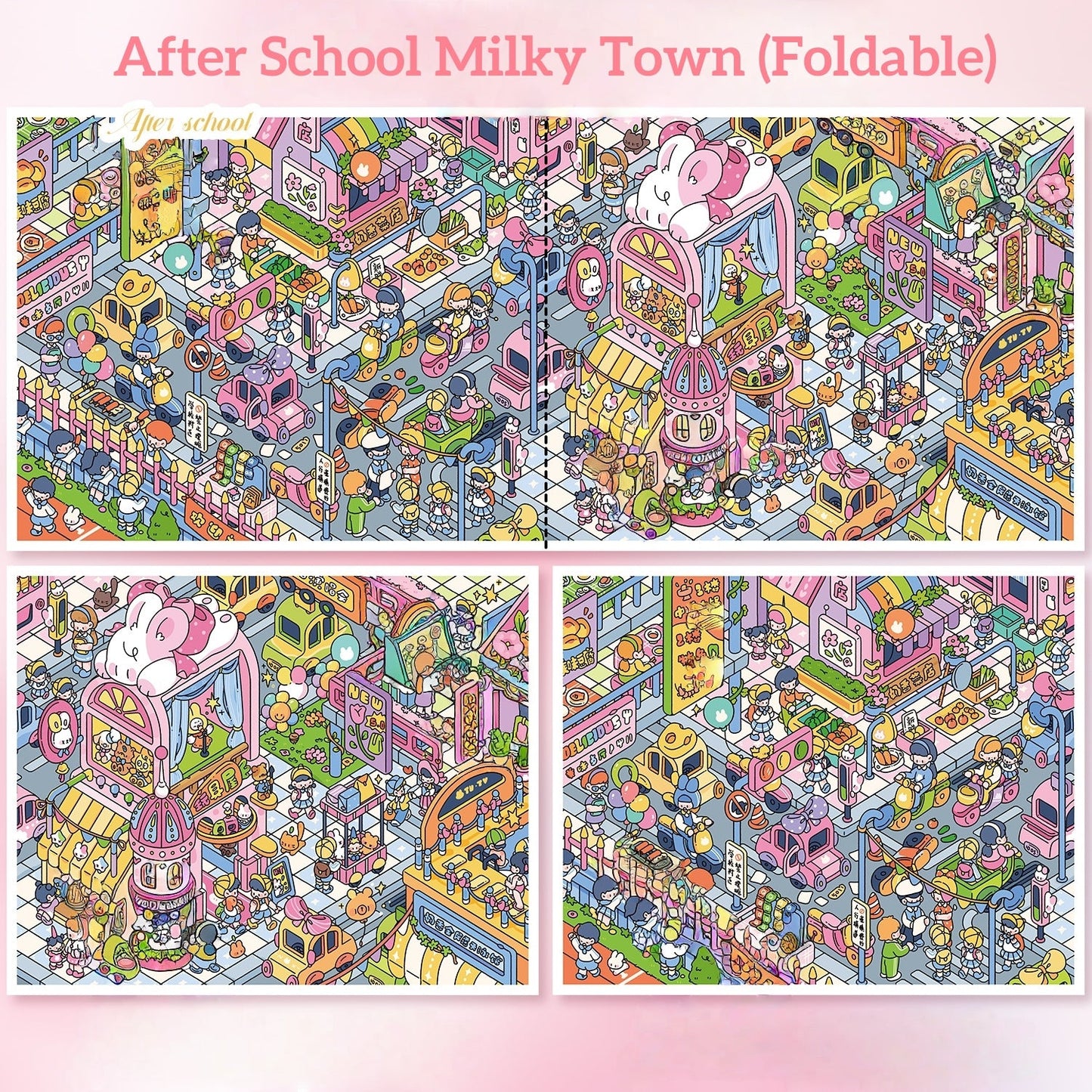 After School Milky Town--DIY 3D Miniature Scene Sticker