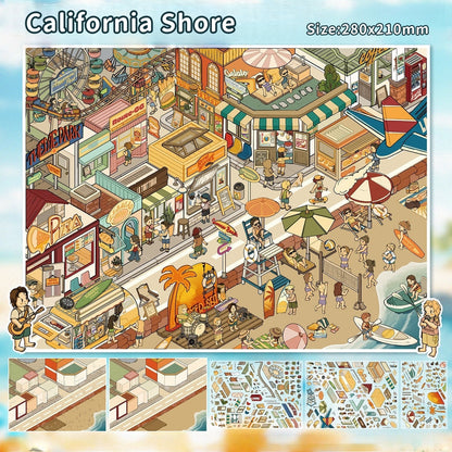 California Shore|Norwegian Hamlet-DIY 3D Miniature Scene Sticker