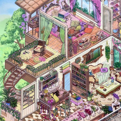 Flower House-DIY 3D Miniature Sticker Scene