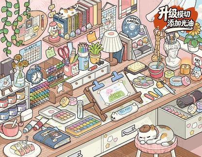 Telado --Desk Organizing|Shelf Display|Restocking-10 Miniature Scenes in 1 --DIY 3D Sticker Scene Book
