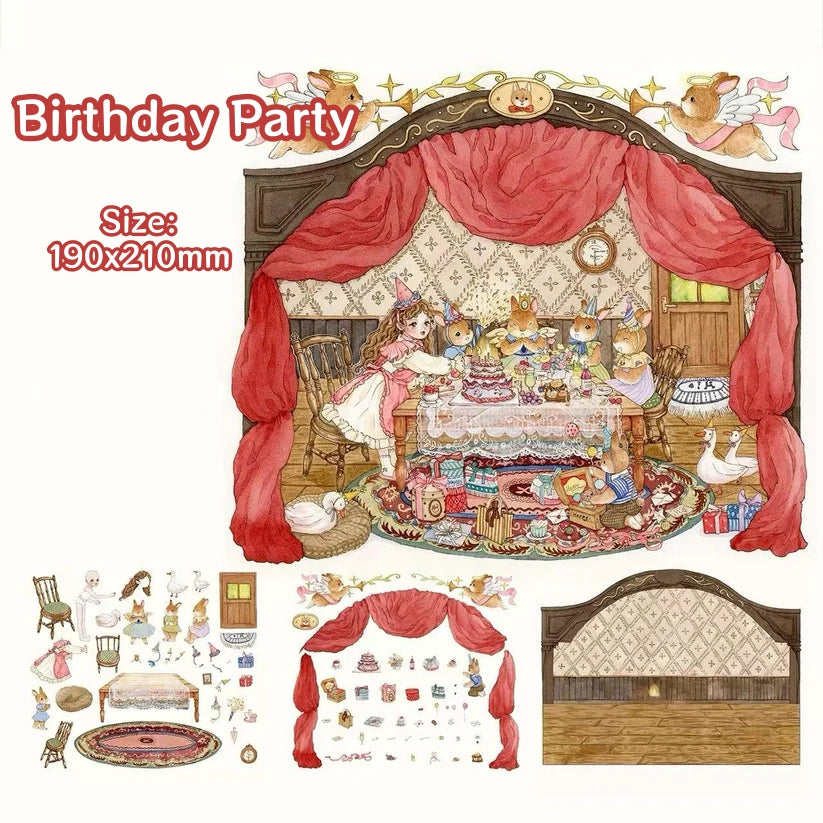 Bunny Land Fairy Tale-DIY 3D Miniature Scene Sticker
