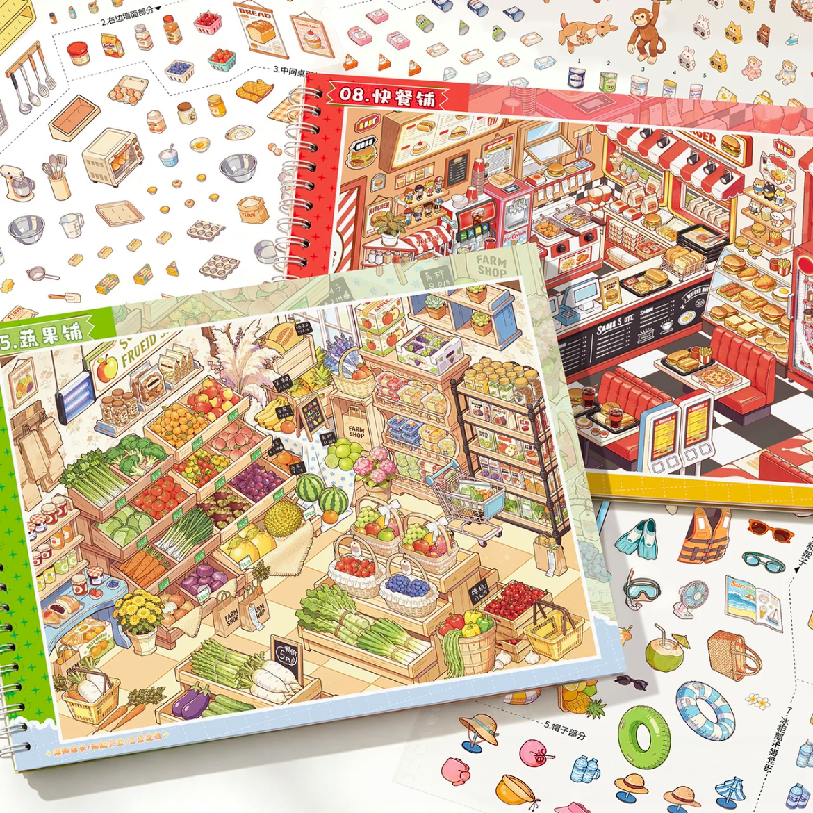 Stock Collection Book-DIY 3D Miniature Sticker Scene  Book