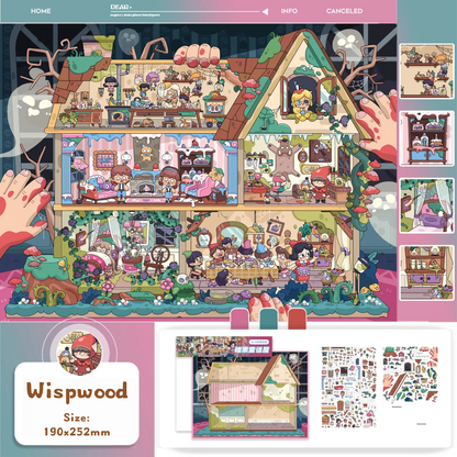 Whimsy Twin Cottages-DIY 3D Miniature Sticker Scene