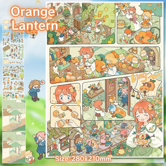 Important Day|Orange Lantern-DIY 3D Miniature Sticker Scene