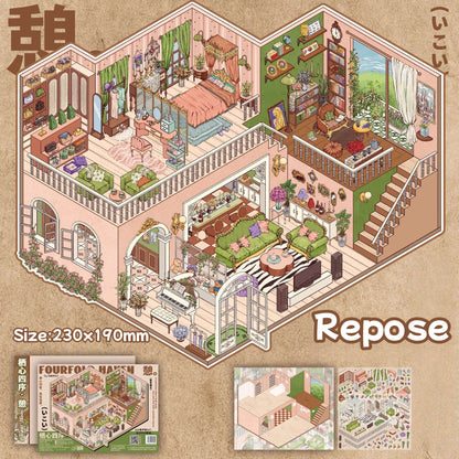 Fourfold Haven--DIY 3D Miniature Scene Sticker