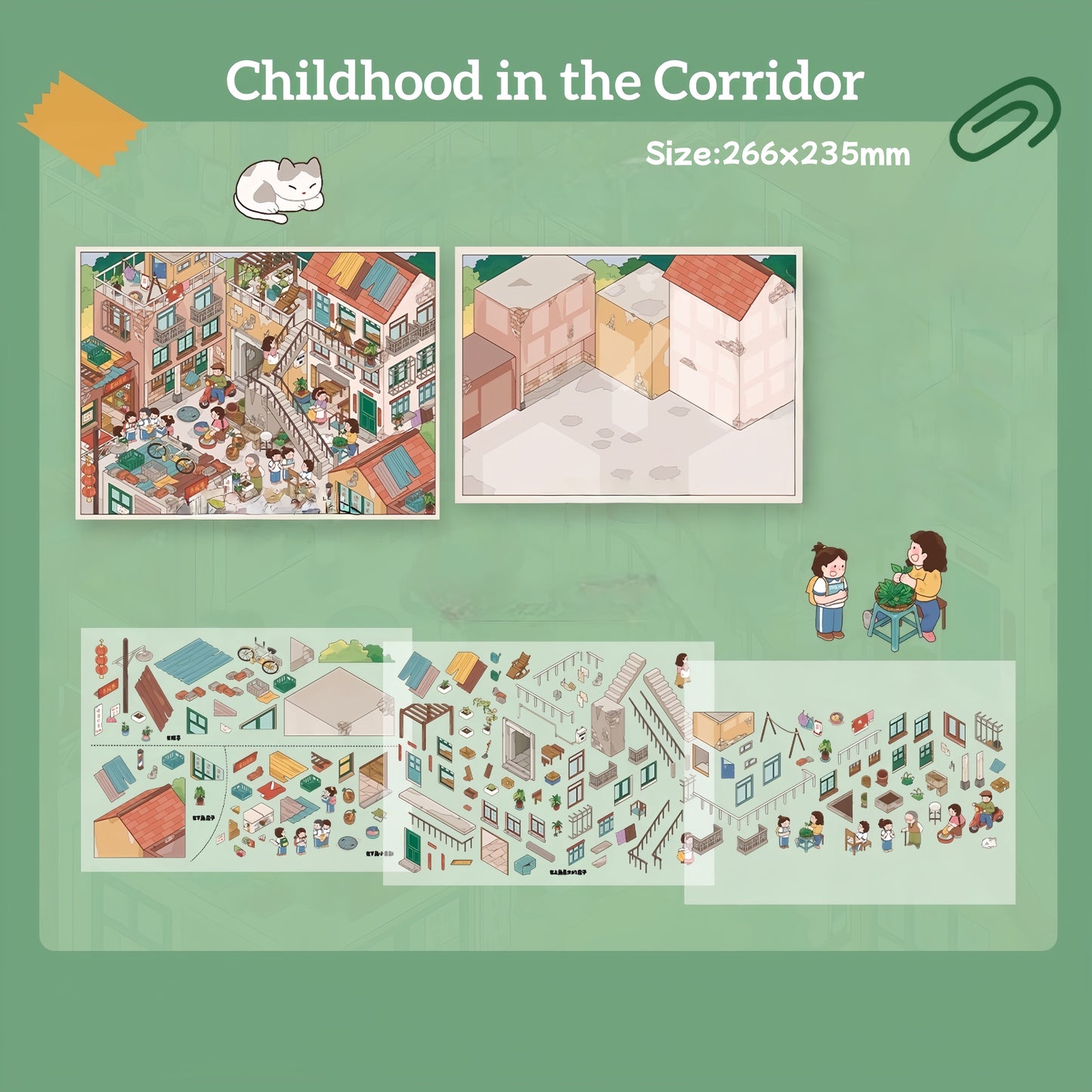 Childhood in the Corridor-DIY 3D Miniature Scene Sticker