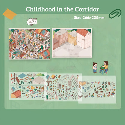 Childhood in the Corridor-DIY 3D Miniature Scene Sticker