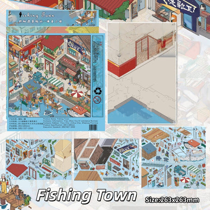 Town Street View-DIY 3D Miniature Scene Sticker