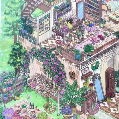 Flower House-DIY 3D Miniature Sticker Scene